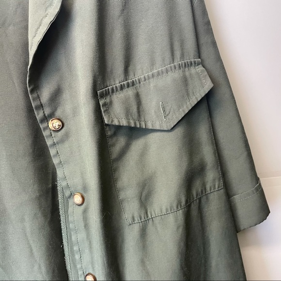 Lisa Joseph large army green casual short sleeve button up women’s top blouse - Picture 2 of 6